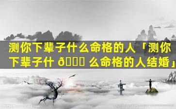 测你下辈子什么命格的人「测你下辈子什 🐟 么命格的人结婚」